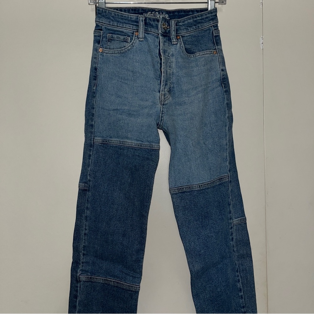 Patchwork Straight Leg Jeans